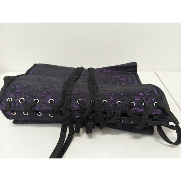 Corset Story Purple Brocade Satin Overbust, Spiral Steel Boned Corset, Waist 36" - Picture 6 of 12